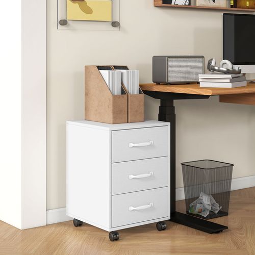 HOMCOM File Cabinet with 3 Drawers, Under Desk Mobile Filing Cabinet