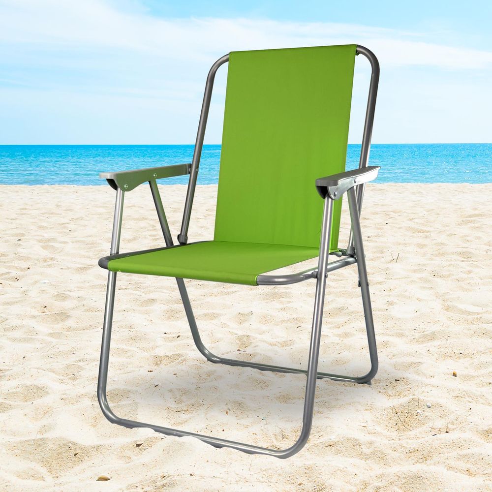 Spring Beach Chair - Foldable, Lightweight, Durable - Perfect for Camping, Garden, Beach - Green - AS-57150, AS-44037