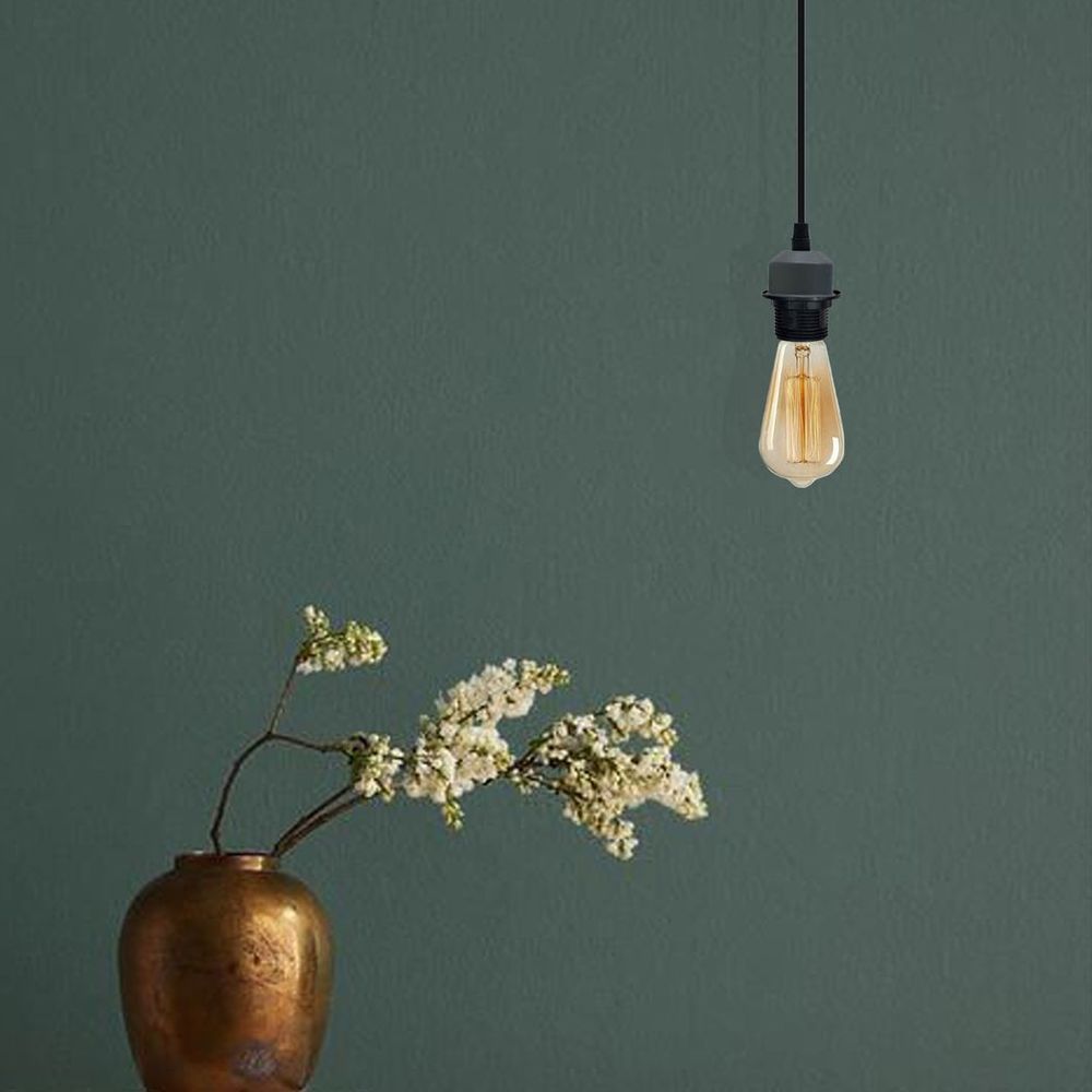 5 Pack Industrial Grey Pendant Light, Lampshade Addable E27 Lamp Holder Light,