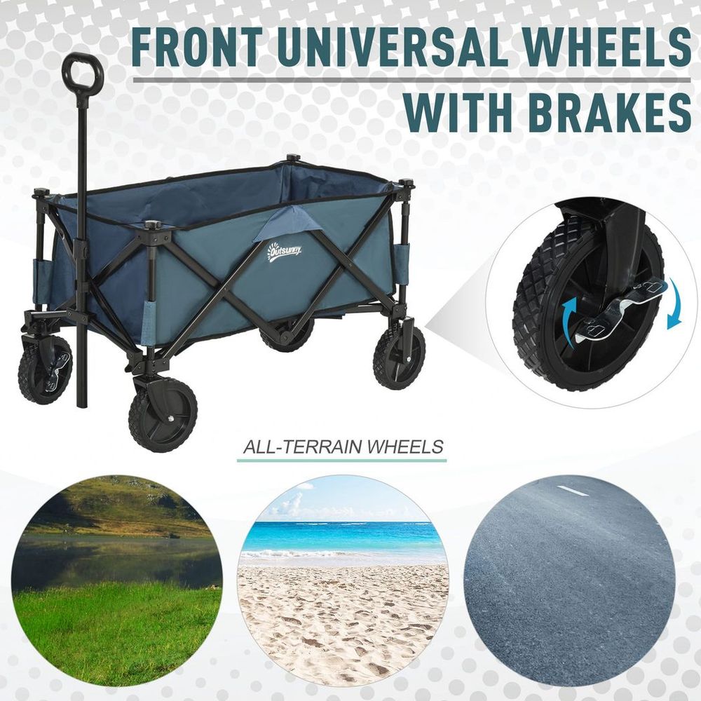 Foldable Pull Along Cart: Spacious Cargo Wagon Trailer for Beach & Garden, High Quality