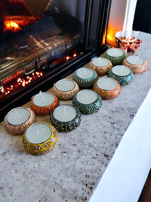 Multi Coloured Scented Tea Light Candles, Pack of 4
