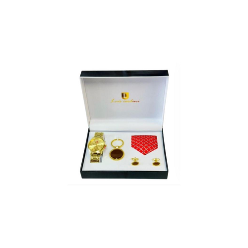 Luis Cardini Mens Watch, Tie, Cufflinks & Keychain Gift Sets 27144