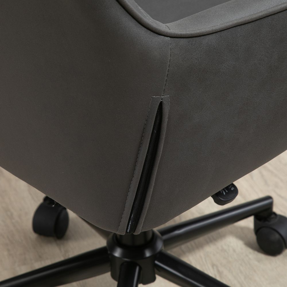 Argyle Office Chair Leather-Feel Fabric Home Study Leisure Wheels Vinsetto