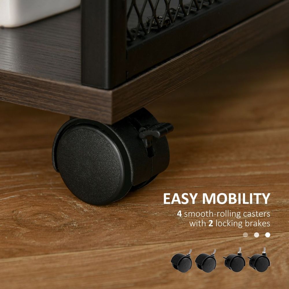 HOMCOM Printer Stand Home Office Mobile Cabinet Organizer with Castors, Door