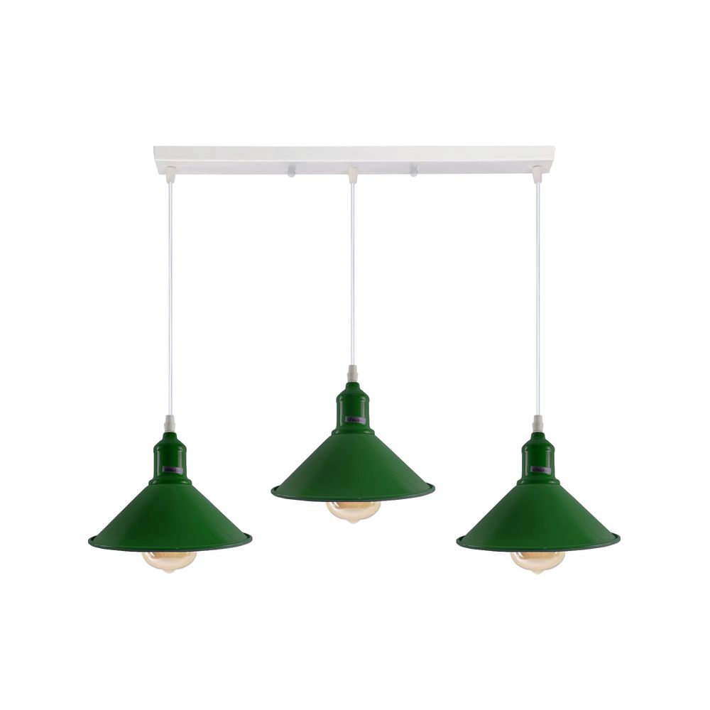 Industrial Vintage Loft Kitchen Bar 3 Lights Fittings Ceiling Cone Metal E27