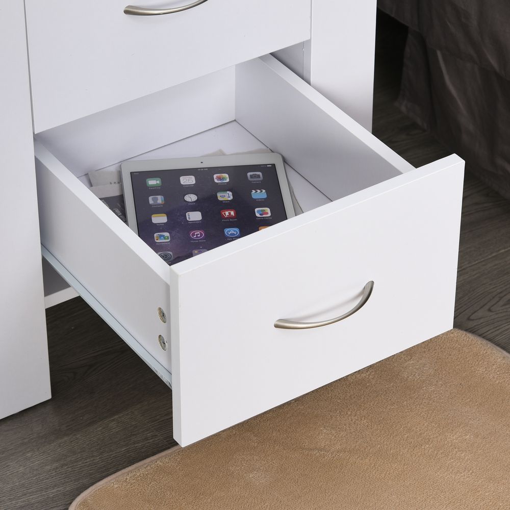 Modern 2-Drawer White Bedside Table - High Quality Particle Board, Luxe Design