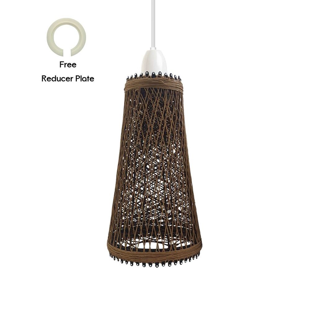 Retro Vintage Barrel Cage Lampshade - Easy Fit, Natural Rattan Material, Classic Design - Add Unique Style to Any Room