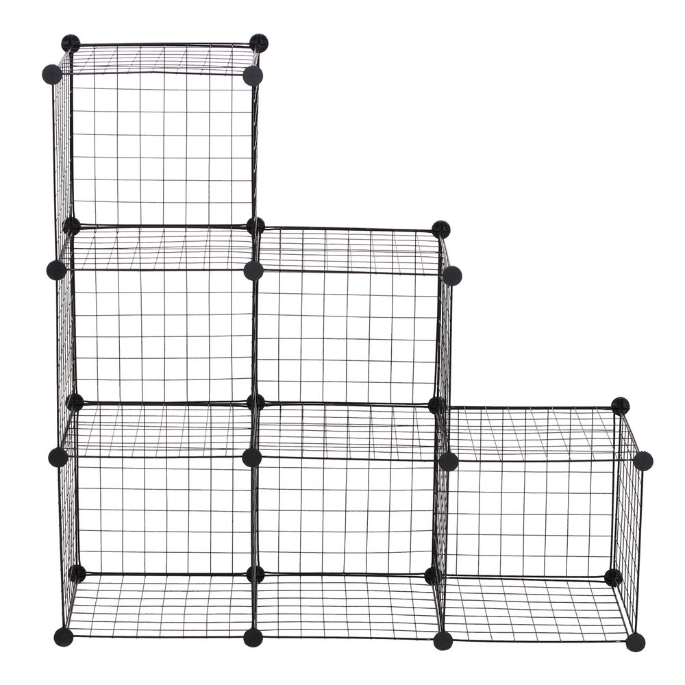 DIY 6 Cube Wire Storage Cabinet Organiser, 111L x 37W x 111Hcm-Black