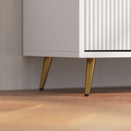 HOMCOM Modern TV Stand Cabinet with Storage for Living Room, White
