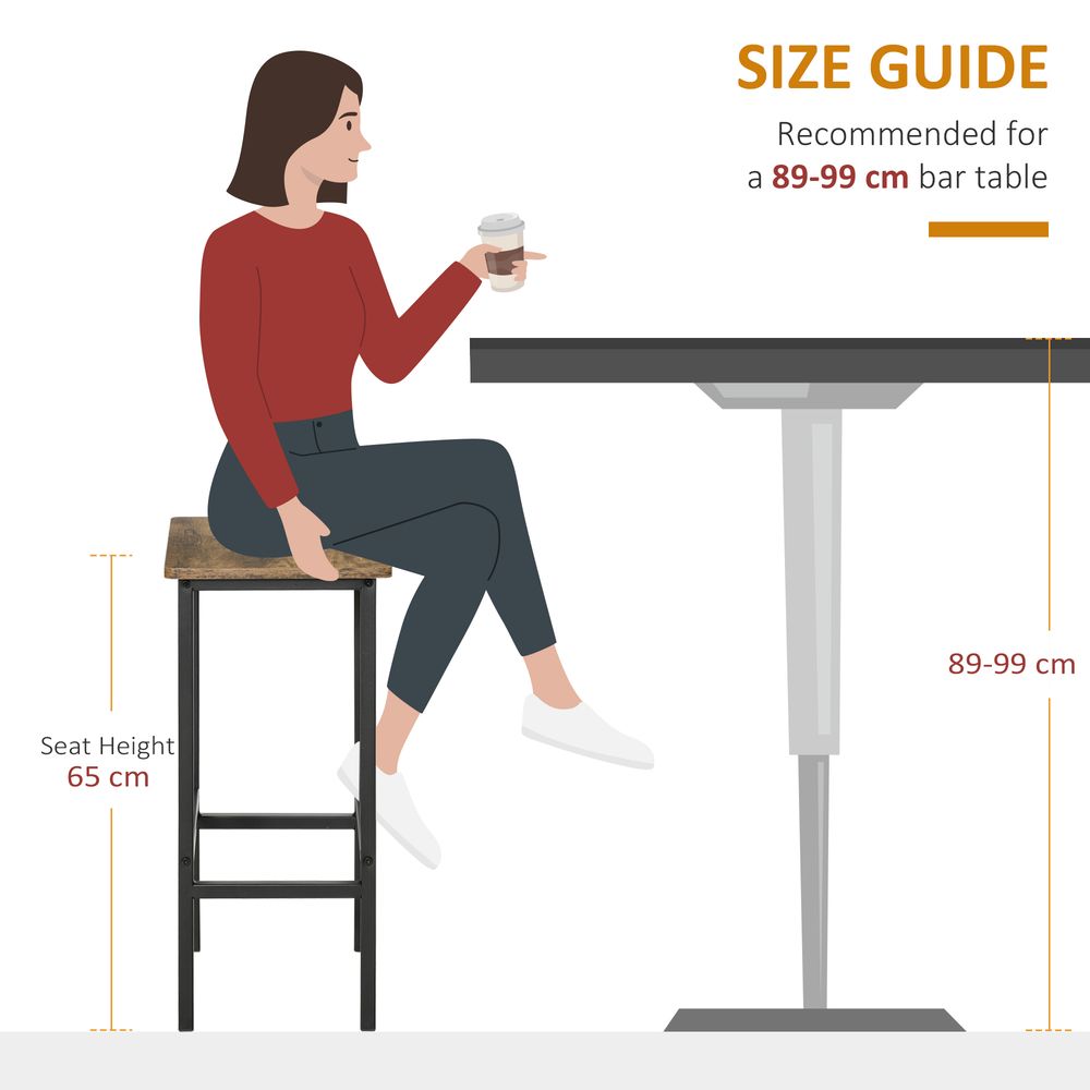 Premium Quality Rustic Brown Kitchen Bar Chairs (Set of 2) - Durable, Stylish, and Comfortable