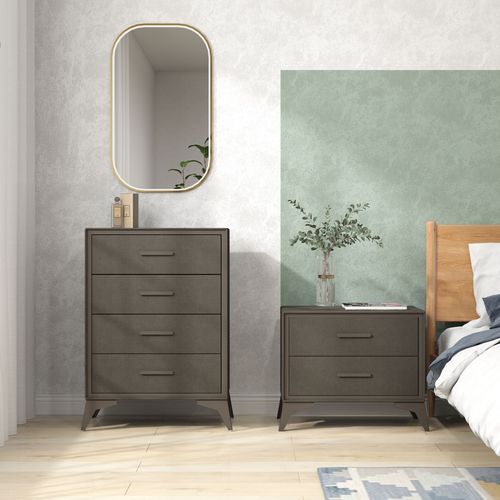 HOMCOM 4 Drawer Chest of Drawers, Fabric Dresser with Steel Frame, Brown