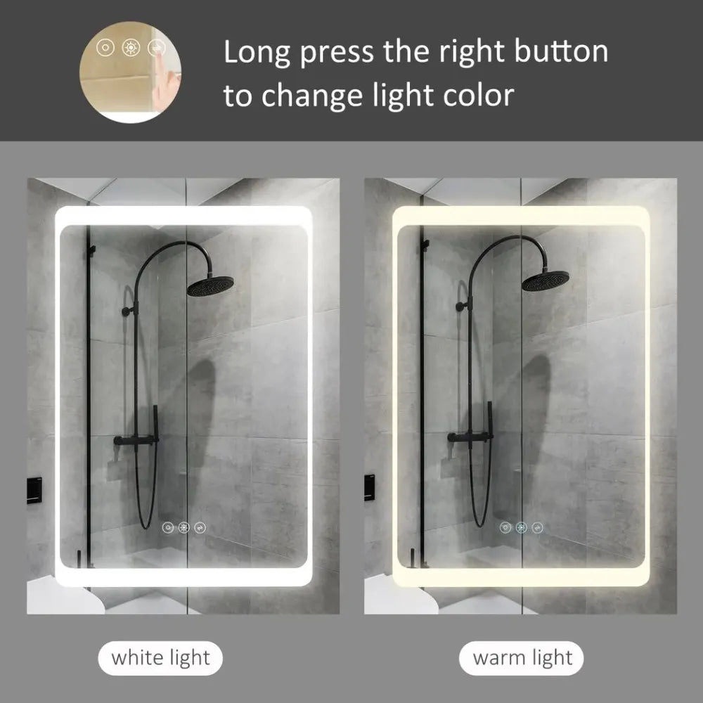 Bathroom LED Lighted Mirror Cabinet Wall-mount with Storage Shelves Touch Switch