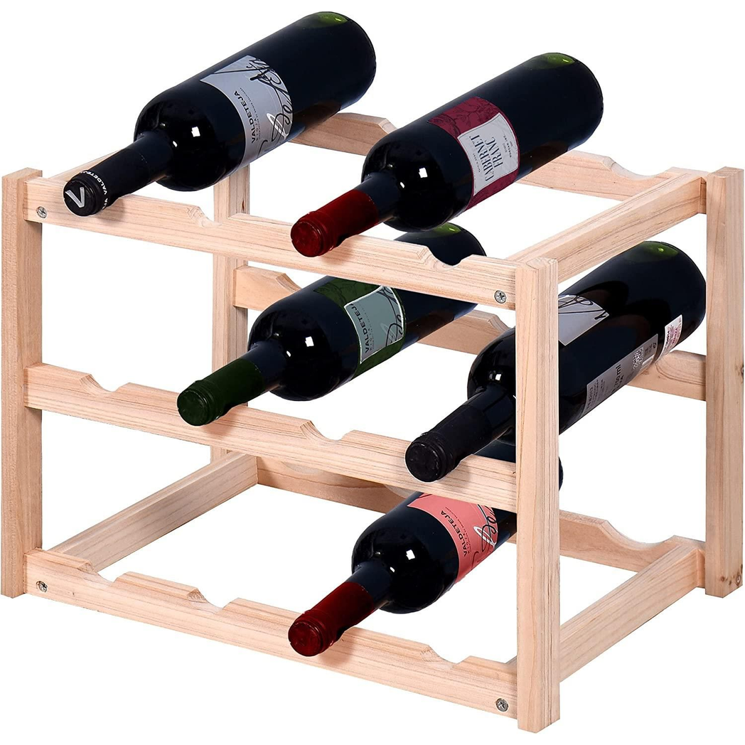 Premium Quality Wooden Wine Rack: Knight Natural Colour, 3 Tier Design - Store 12 Bottles