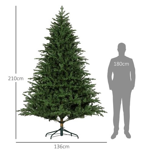 HOMCOM 2.1m Prelit Artificial Christmas Tree w/ Lights for Party Decoration