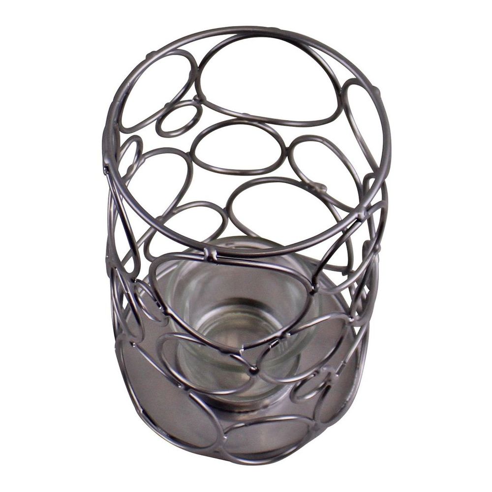 Stylish Silver Metal Abstract Candle Holder - Perfect for Any Home Decor