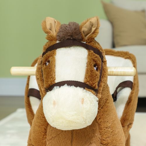 AIYAPLAY Kids Rocking Horse w/ Sound, Safety Belt - Brown