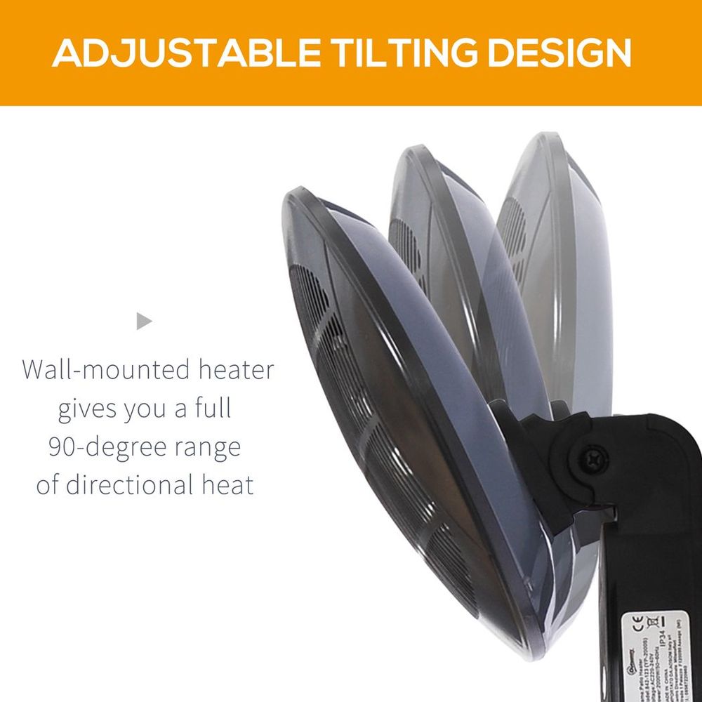 High-Quality 2kW Electric Patio Heater | Wall Mount | 3 Power Settings | Aluminium Frame | Perfect for Outdoor and Indoor Use
