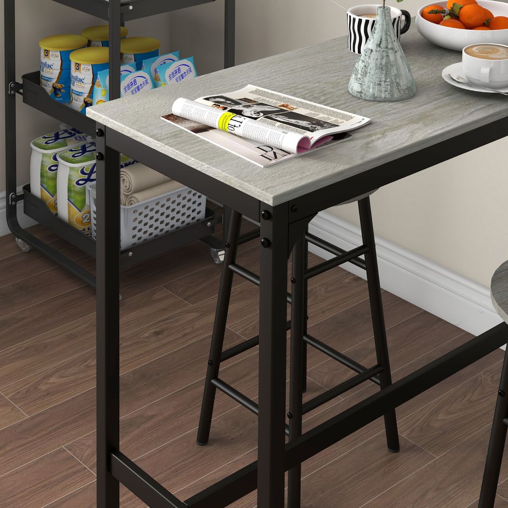 HOMCOM Industrial 3-Piece Bar Set, Grey - Perfect for Small Spaces, Professional Quality