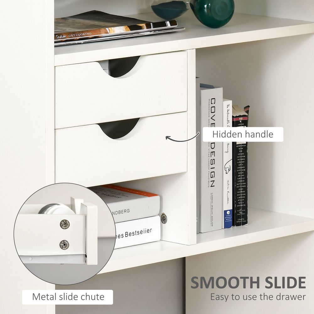 Modern L-Shaped Corner Desk w/ Storage Shelves - White