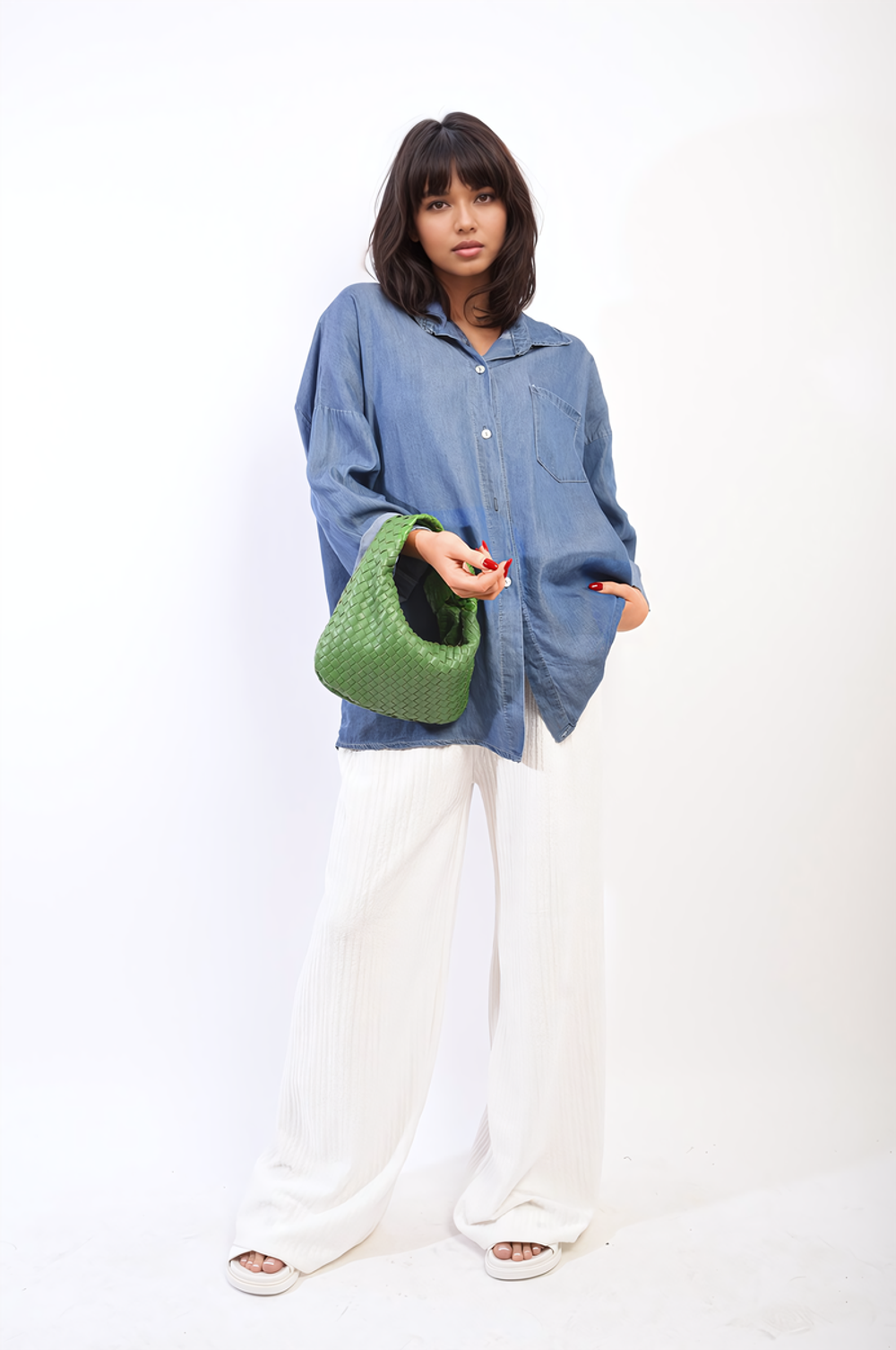 Timeless Collared Button Down Top - Soft & Breathable - Versatile Style - Front Pocket