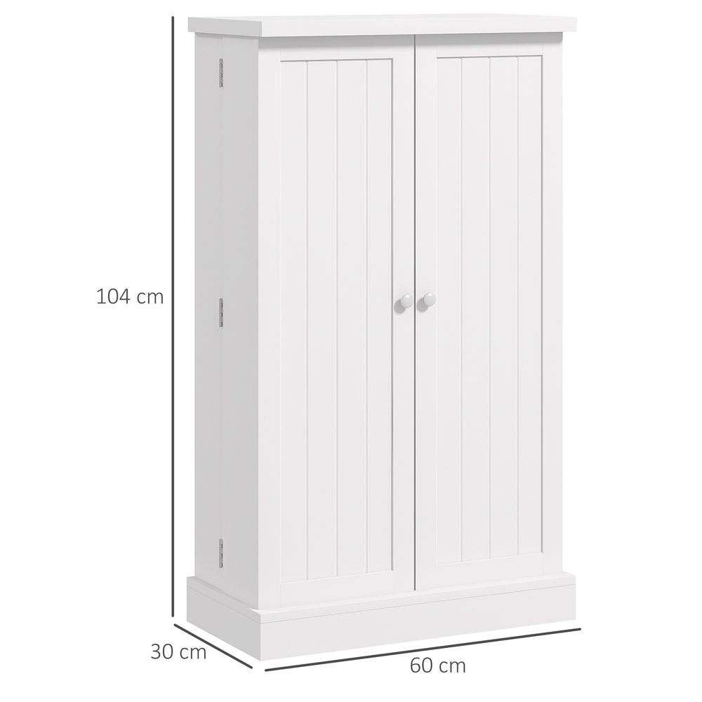 HOMCOM Kitchen Cupboard: Double Doors, 5-Tier Shelf, 12 Spice Racks, White