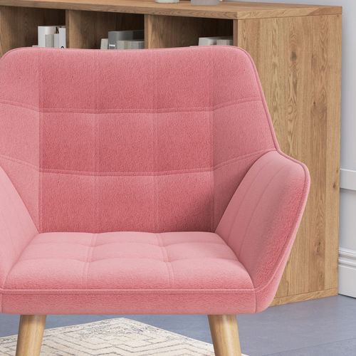 HOMCOM Velvet-Feel Accent Chair with Arms Slanted Back Wood Legs