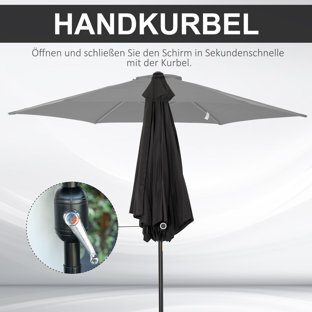 Premium Outsunny 2.7M Patio Umbrella - Sun Shade Garden Parasol - Aluminium - Black