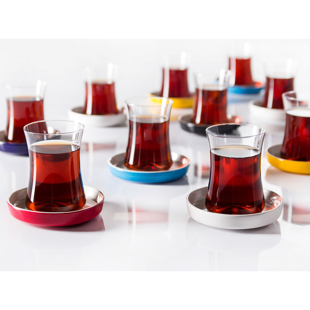 Istanbul Tiryaki Tea Glass and Saucer - Dark Blue