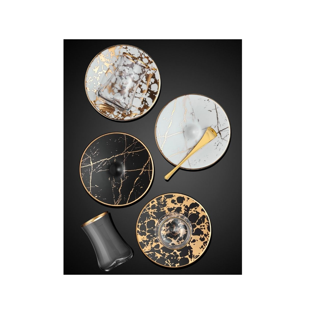 DERVISH EBRU TEA SET MAT GOLD BLACK