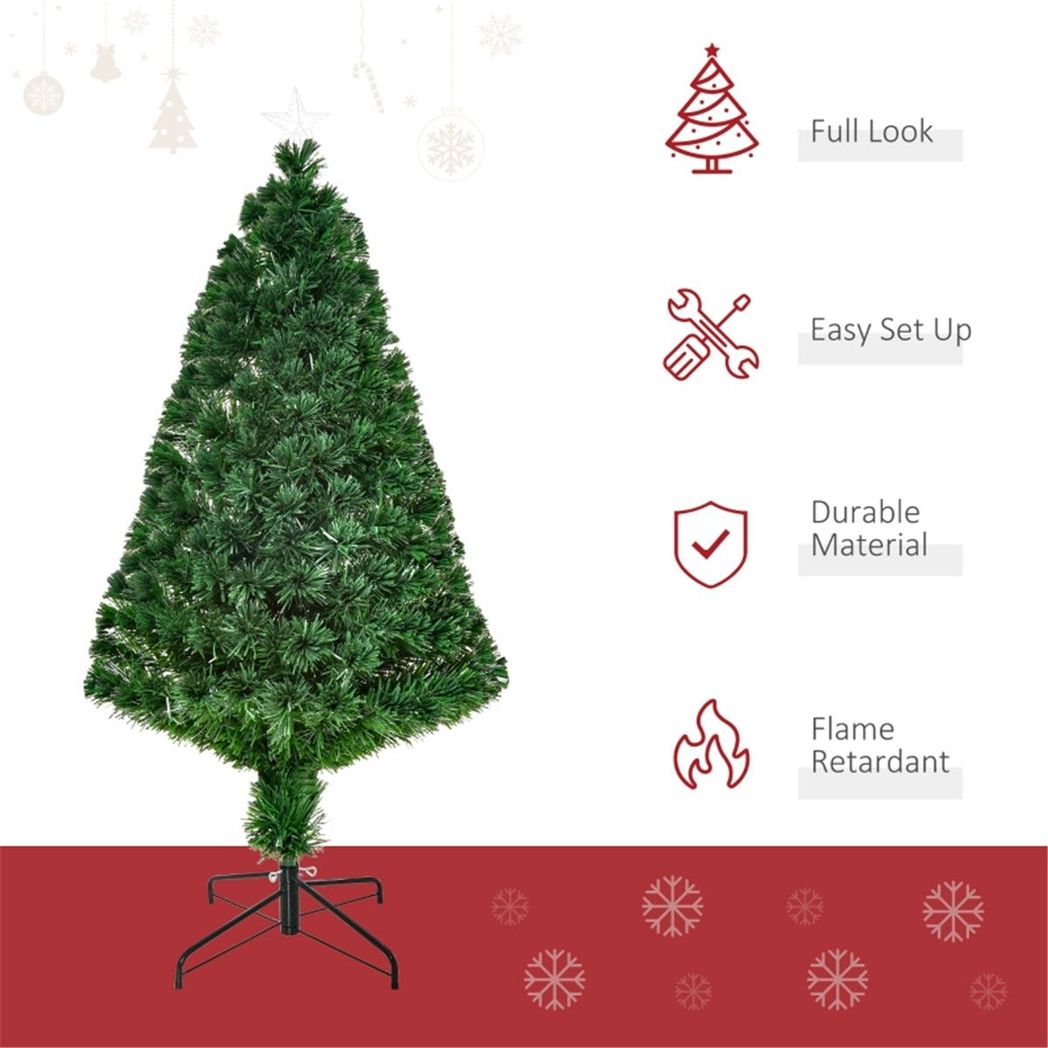 4 ft Christmas Tree | Artificial Pine PVC needles | Pre-lit colourful Lights with Star | Green