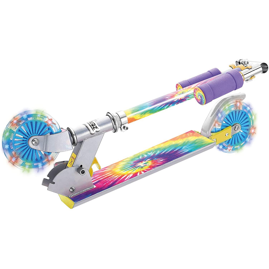Ozbozz TIE DYE Scooter with Flashing Wheels, Rainbow SV20890