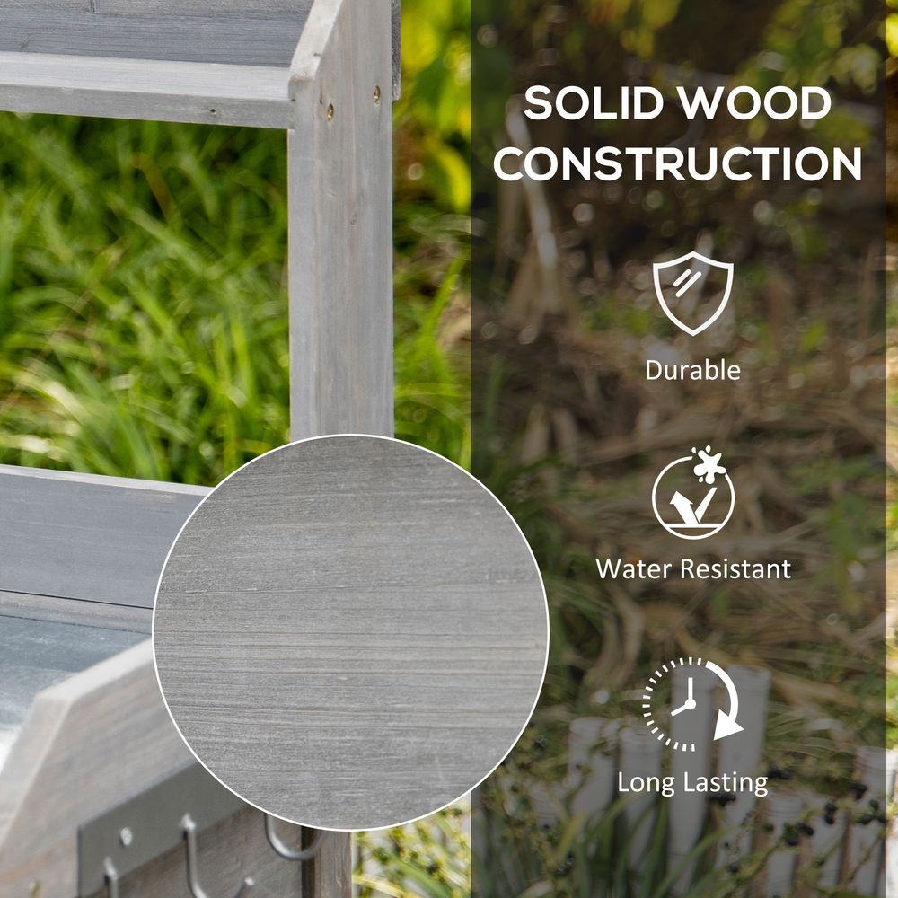Garden Potting Workstation Bench w/ Galvanized Metal Tabletop