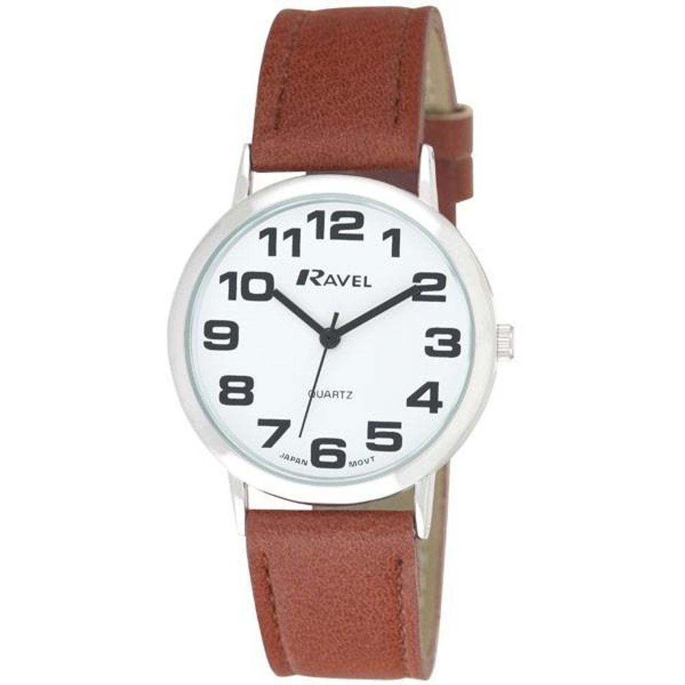 Ravel Men's White Dial Brown Leather Strap Watch - High Quality & Stylish R0105.32.1A