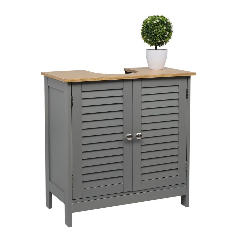FCH Modern Double Shutter Door MDF Spray Paint Bathroom Sink Cabinet Gray