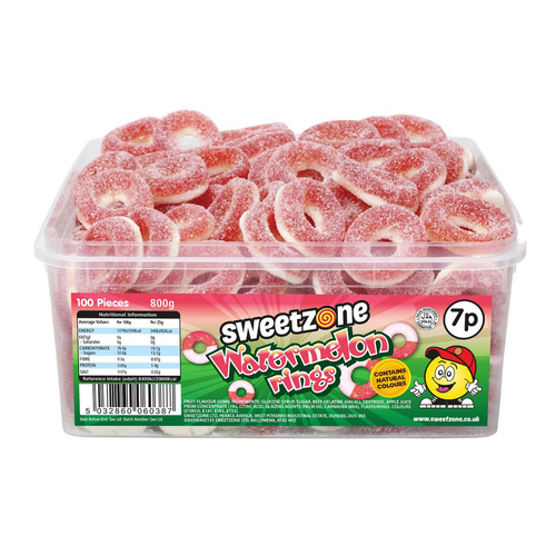 7p Watermelon Rings 800g Tub Sweets