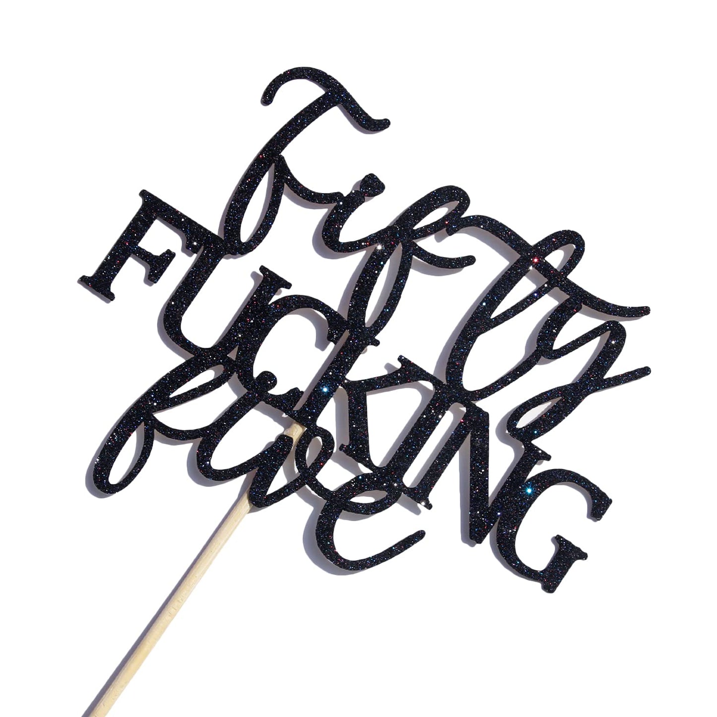 Unoggsor Fifty Fucking Five Cake Topper – Black Glitter, 55th Birthday Decor
