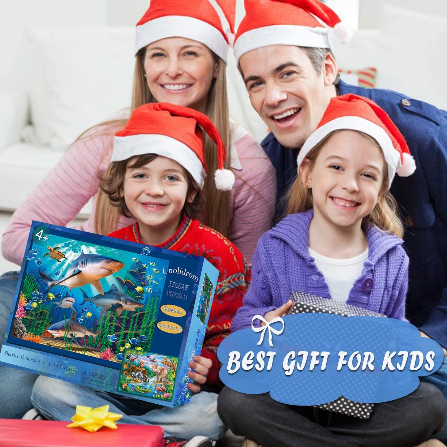 Unolidrom Puzzles for Kids 4-8 - 2-Pack 60-Piece Ocean & Forest Animals | Educational Toys