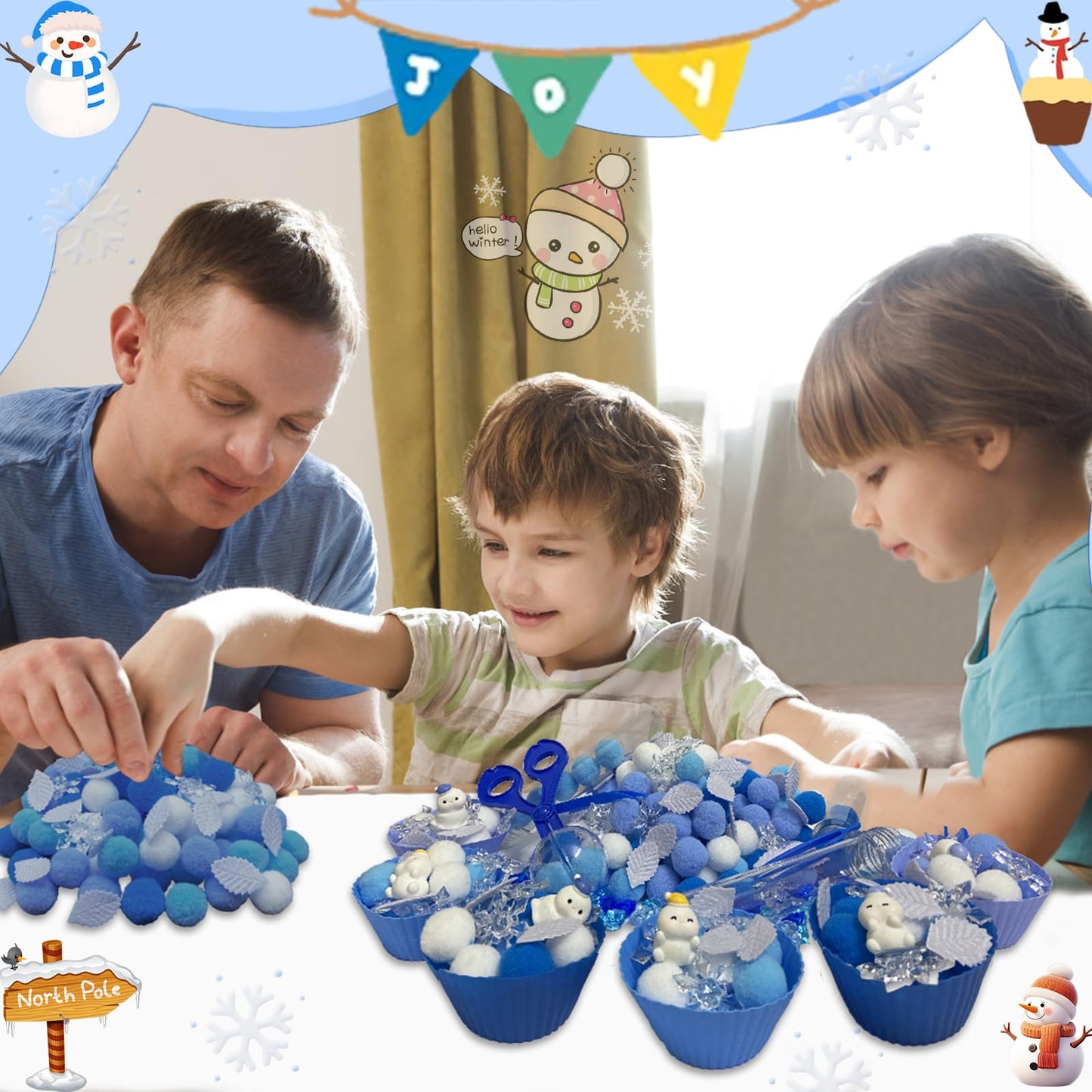 Unvola 244pcs Winter Sensory Bin Filler – Fine Motor, Sorting & Counting Toys for Kids