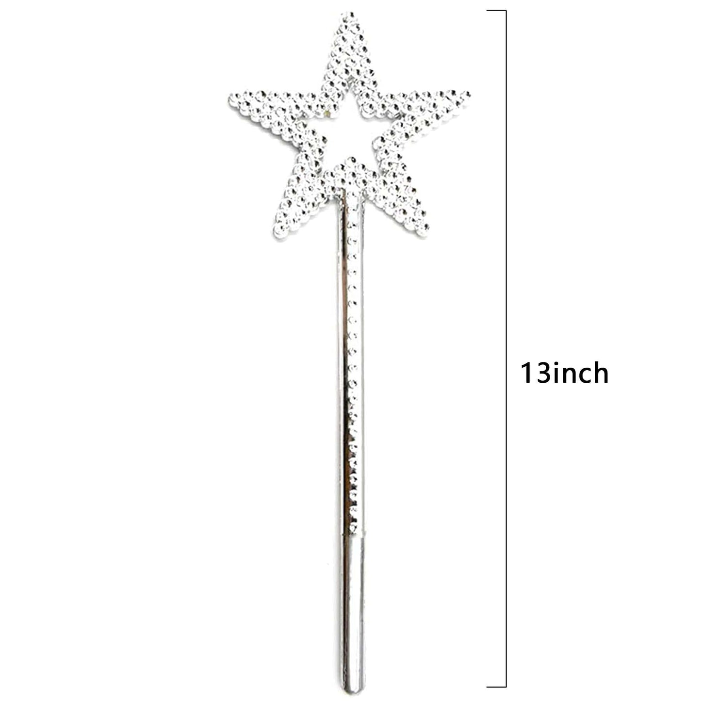 UOUYOO Silver 13-Inch Star Wand | Princess & Fairy Costume Prop