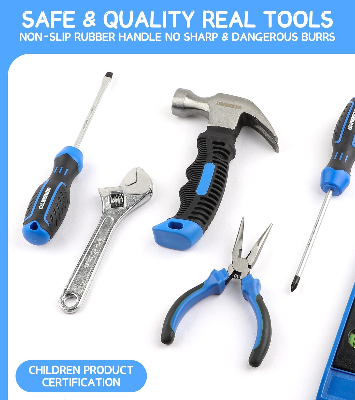 URASISTO 18-Piece Kids Tool Set | Real Hand Tools for DIY Learning | Ages 8+