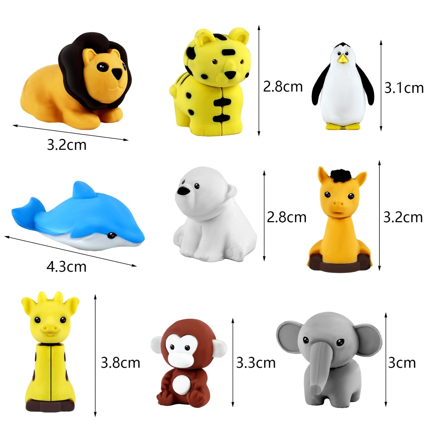 URSKYTOUS 64-Pcs Animal Erasers – 3D Puzzle Desk Pets for Kids