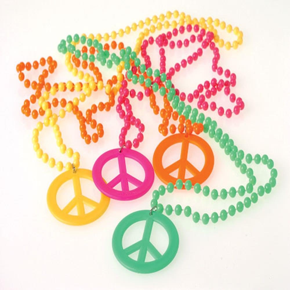US Toy Peace Sign Necklaces Costume – 18in Plastic Retro Party Jewelry