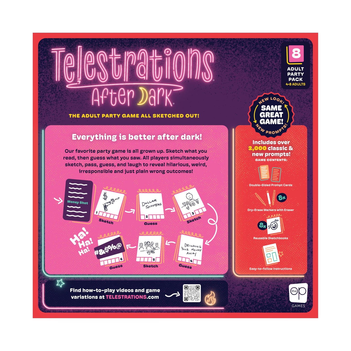 USAOPOLY Telestrations After Dark 2nd Edition — Adults-Only Party Game for 4–8 Players