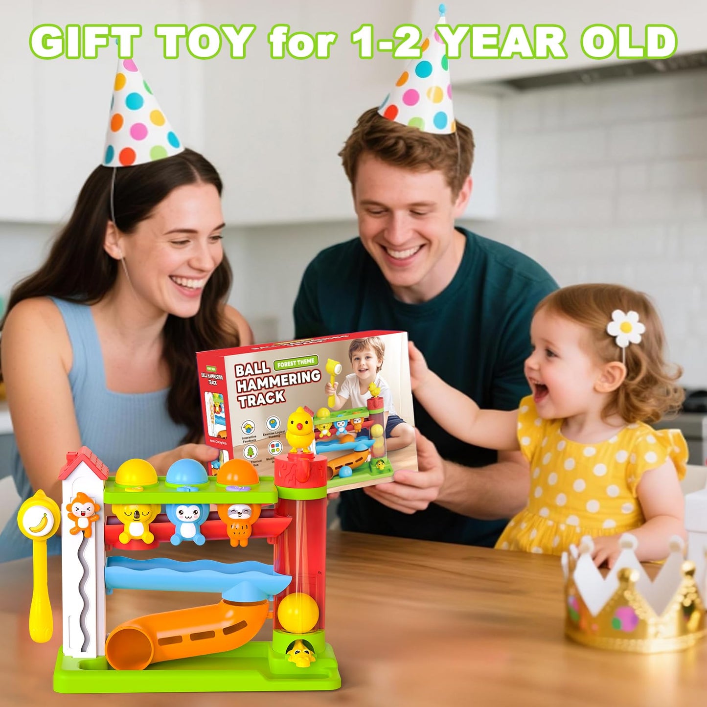 Ussybaby Toddler Musical Toy — 12-18 Months, Forest Ball Drop, Bilingual Learning (Green)