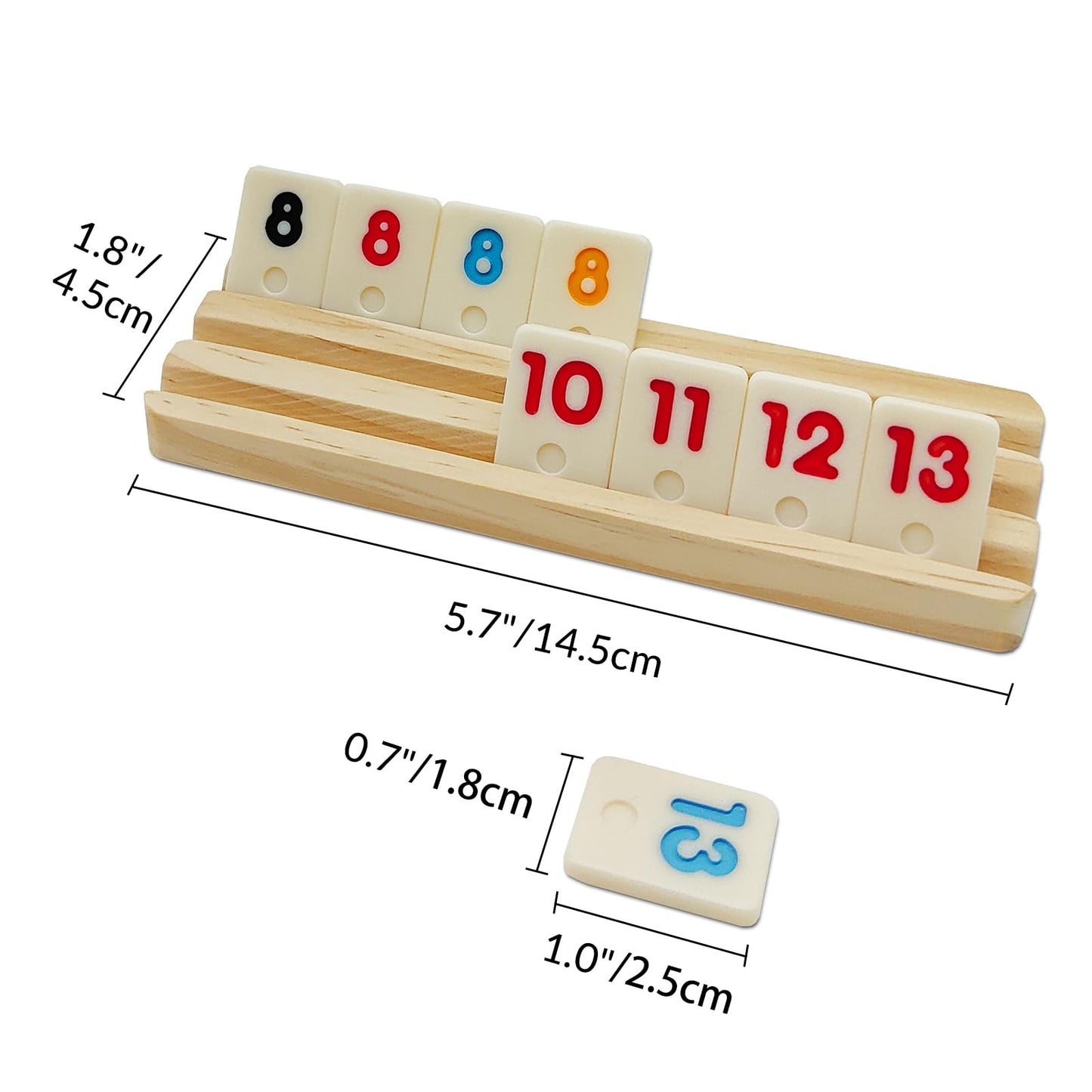 uvcany Mini Travel Rummy Cube Set – 106 Tiles, 4 Wooden Racks, Portable Case (Travel Edition)