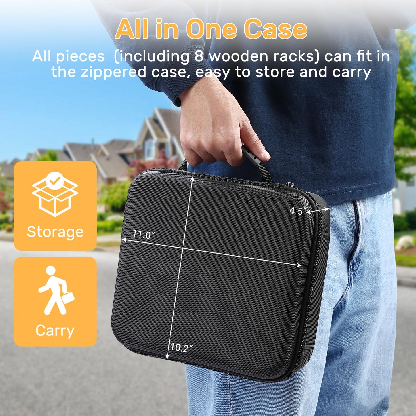 uvcany Rummy Cube 8-Player Edition — 214 Tiles, 8 Wooden Racks, Zippered Case