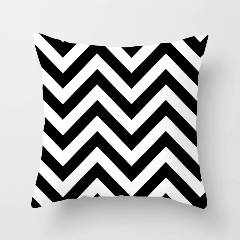 Yellow & Black Geometric Cushion Cover – Modern Abstract