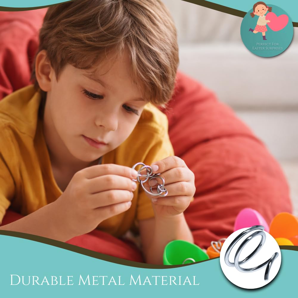 Vaanshie 24 Pack Easter Eggs with Metal Brain Teasers – Pre-filled Puzzles & Instruction Cards
