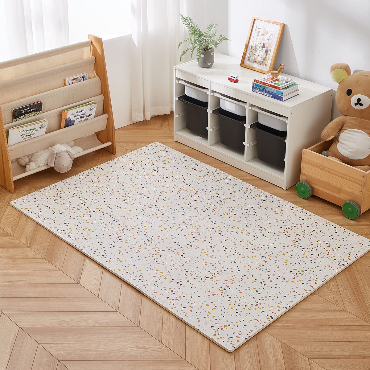 Valioza Terrazzo Playmat – Large 180 x 120 cm, Non-Toxic Interlocking Puzzle Mat