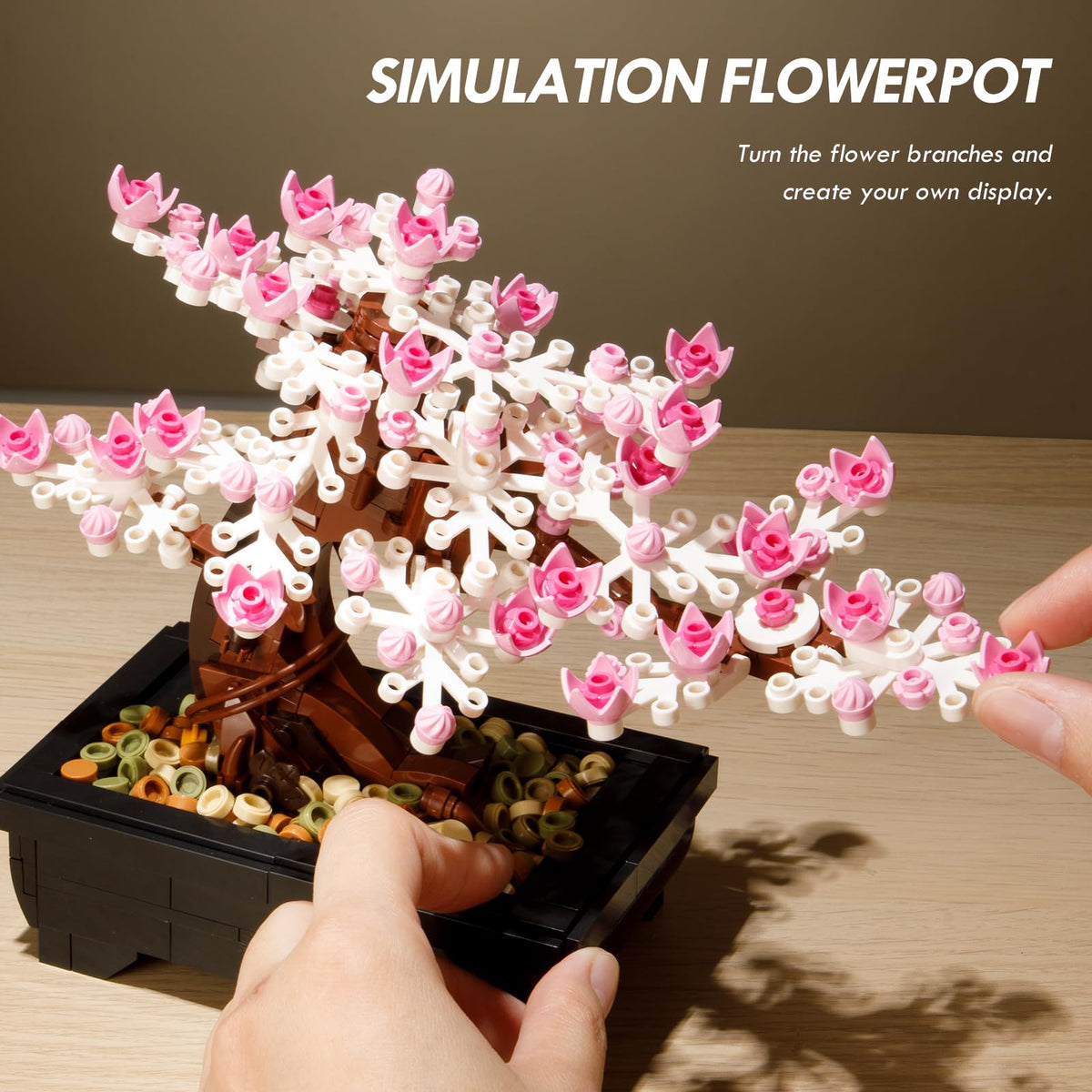 Vamuss 3-in-1 Lego Bonsai Tree Building Set — Cherry Blossom for Adults